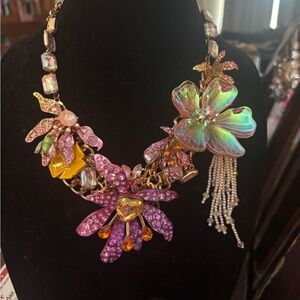 Betsey Johnson Pink and Gold Floral Necklace